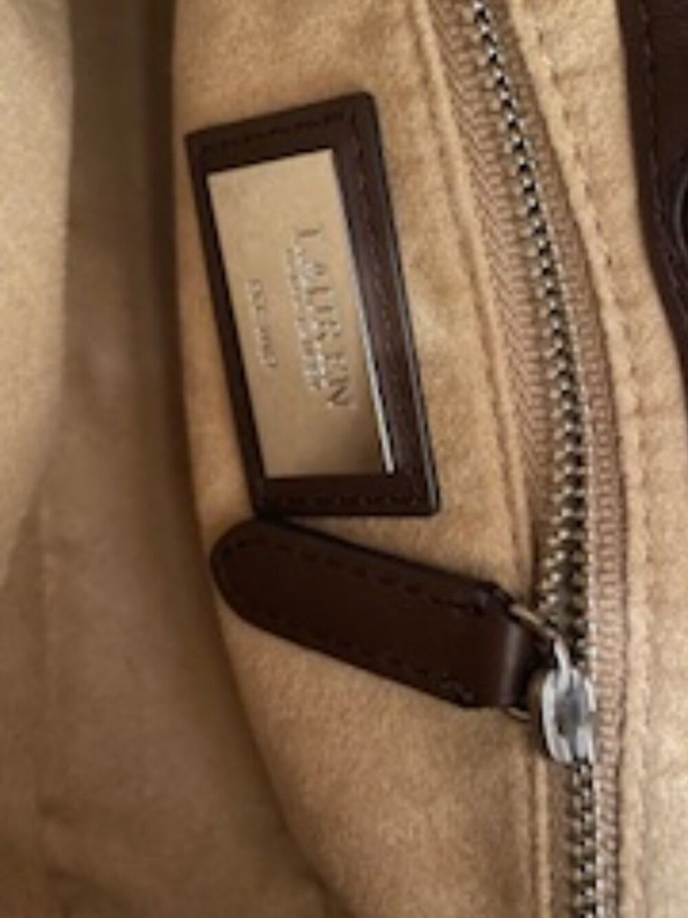 Ralph Lauren Suede Mini Tasha Crossbody Bag in Dark Hickory - Picture 5 of 5